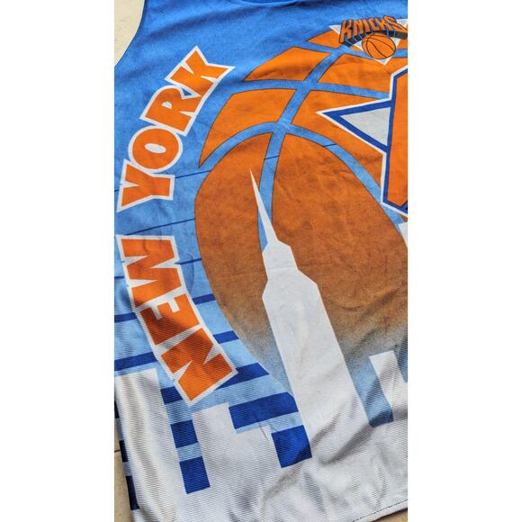 New York Knicks 90s STARTER Reversible AOP Print jersey M blue NBA vintage - Picture 3 of 7